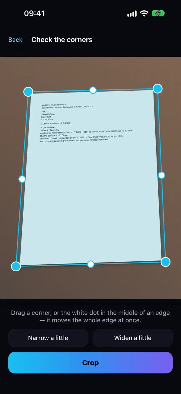 A clean PDF even from crumpled paper